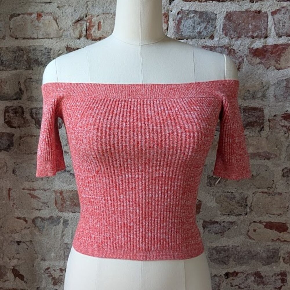 Ganni Coral off the shoulder knitted top size XS